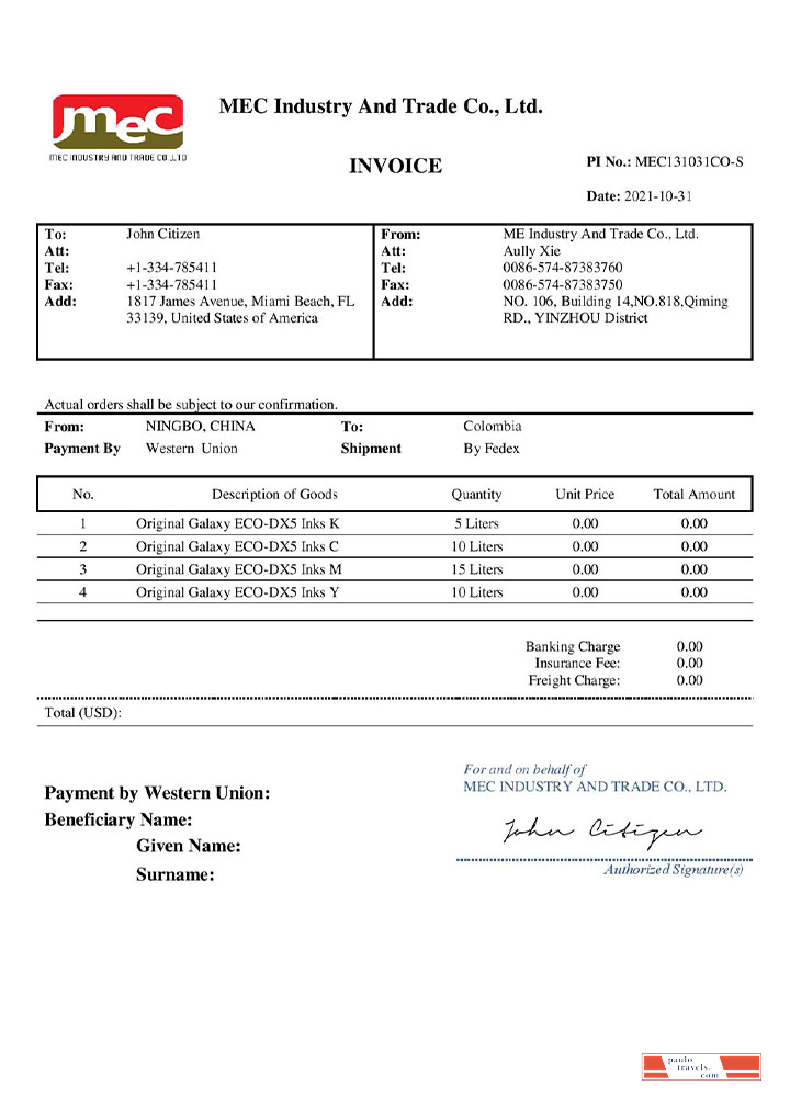 USA MEC Industry and Trade Co PSD template